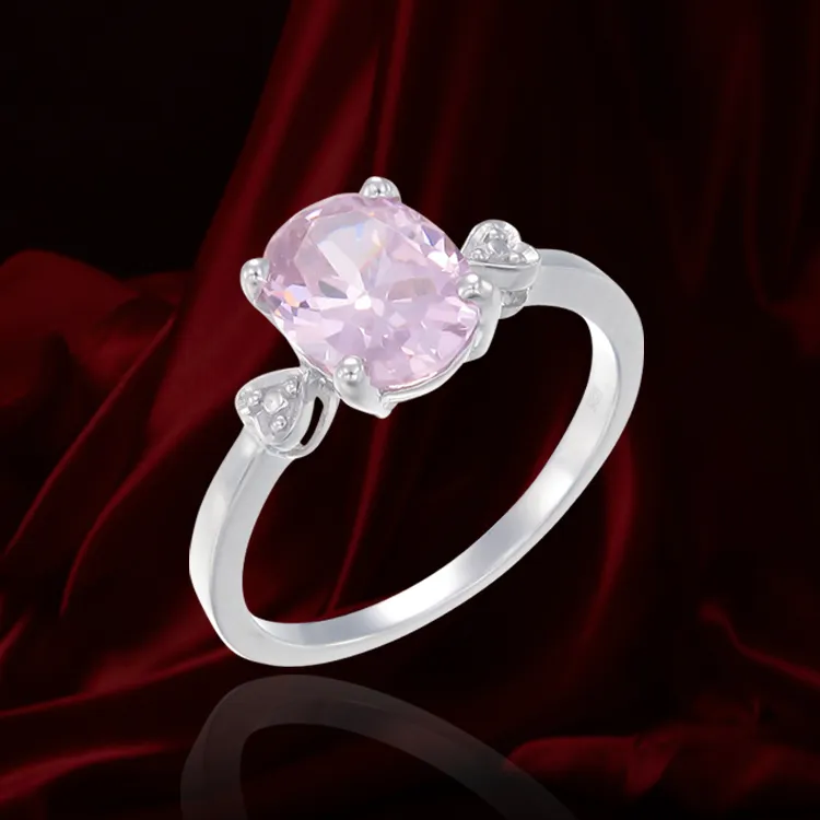 Elegant Pink Sparkling Ring with Heart Detail