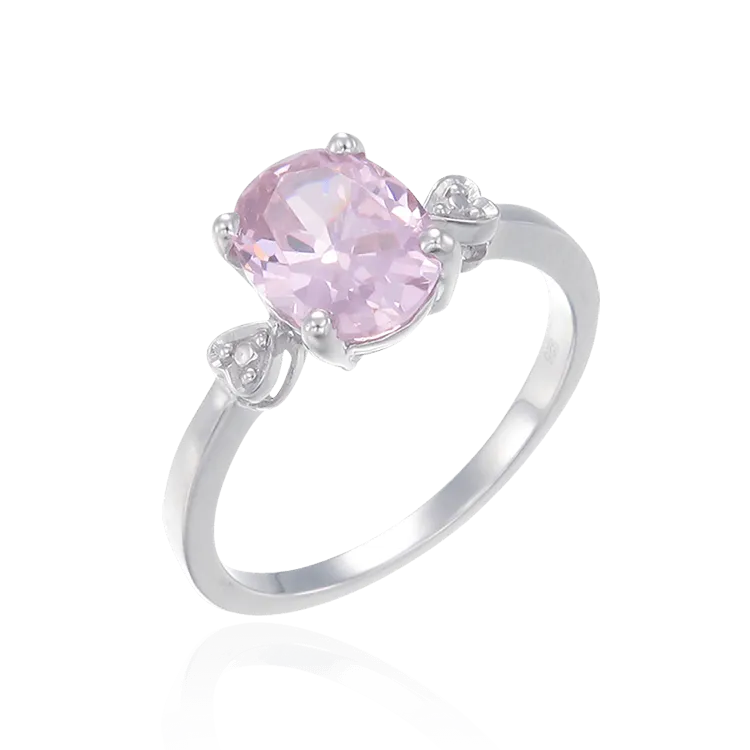 Elegant Pink Sparkling Ring with Heart Detail