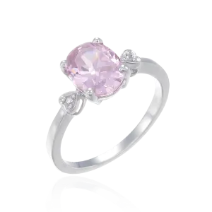 Elegant Pink Sparkling Ring with Heart Detail