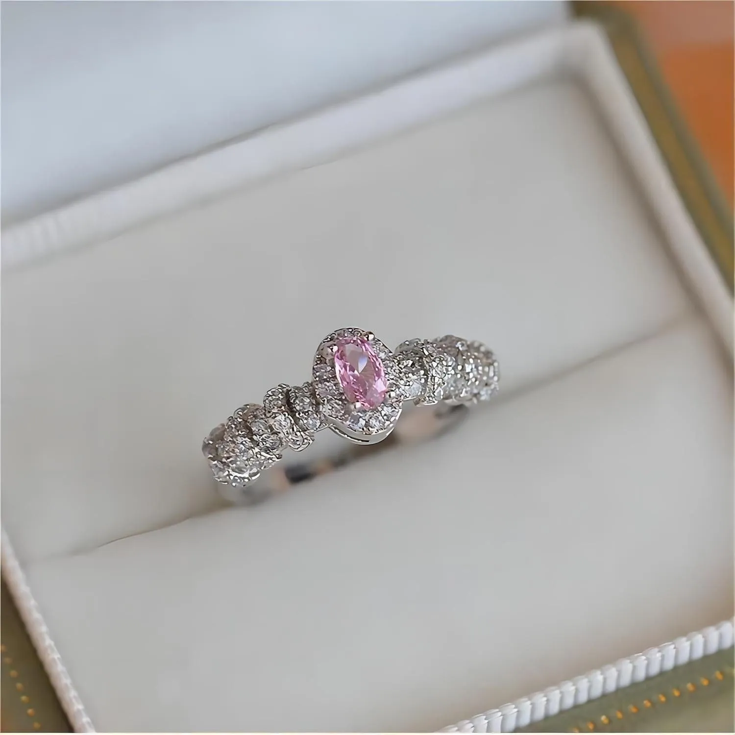 Elegant Stackable Pink Crystal Ring