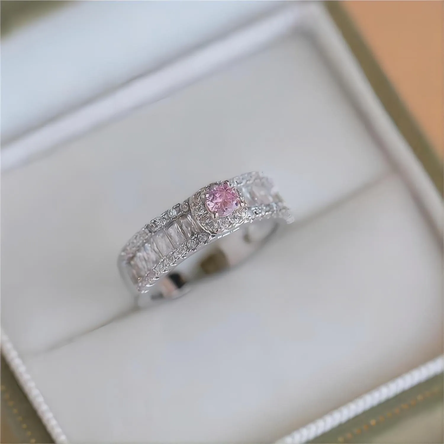 Elegant Stackable Pink Crystal Ring