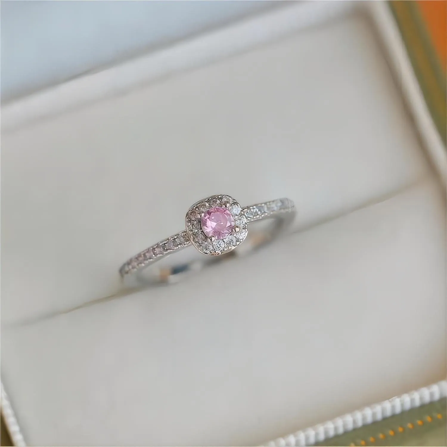 Elegant Stackable Pink Crystal Ring