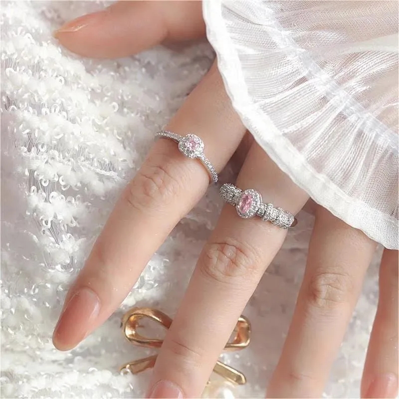 Elegant Stackable Pink Crystal Ring