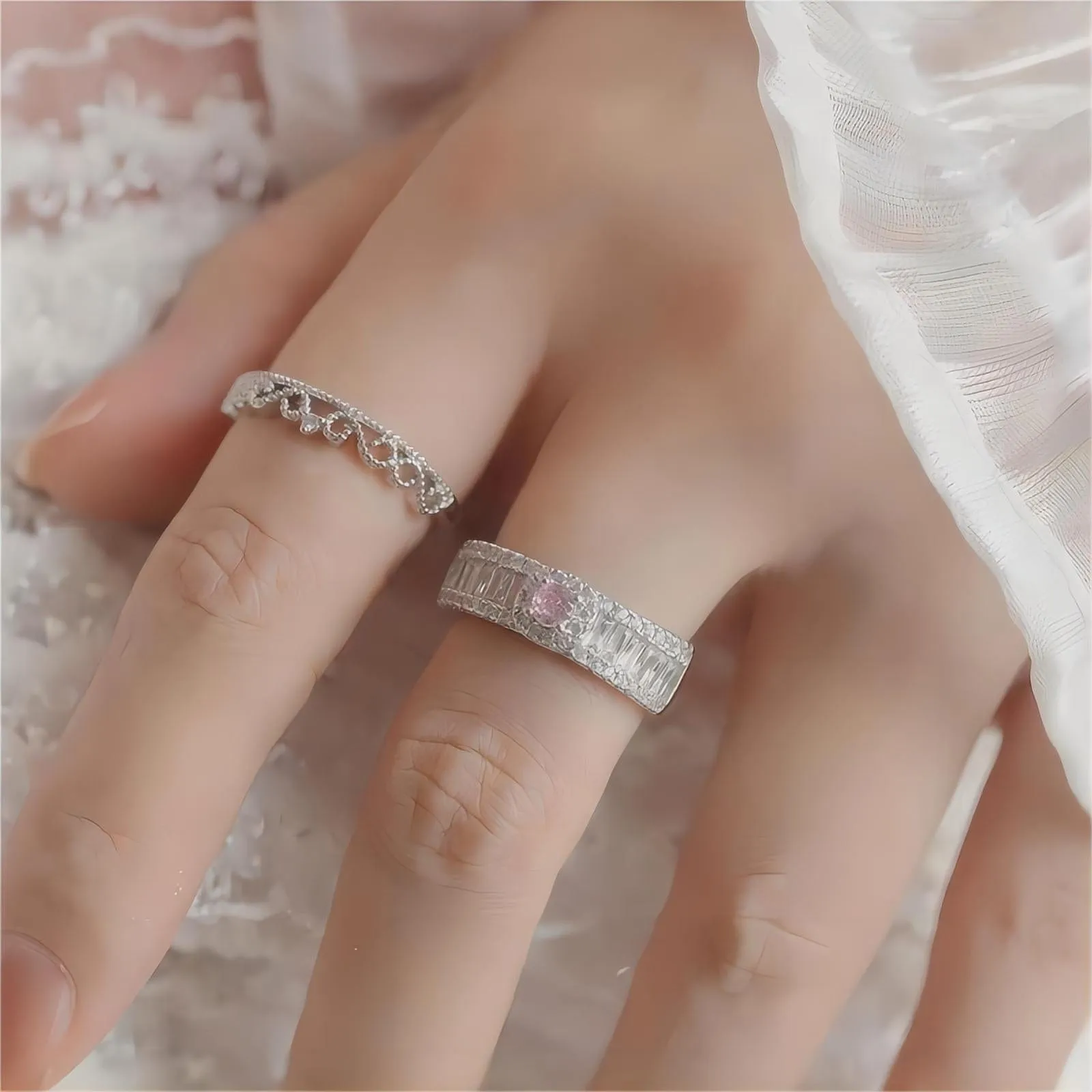 Elegant Stackable Pink Crystal Ring