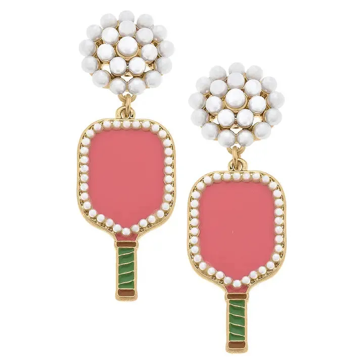 Ellie Pickleball Pearl Cluster Drop Earrings