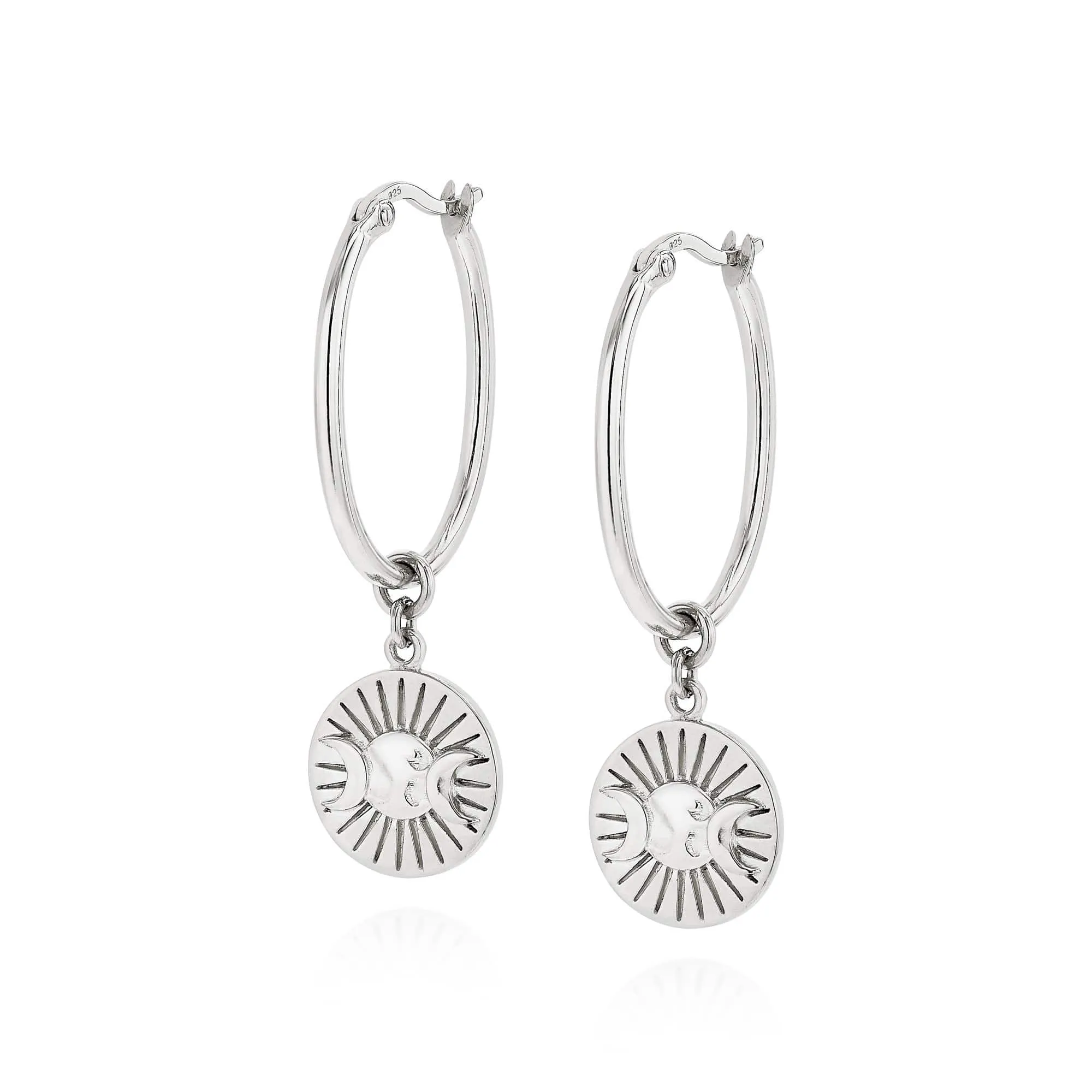 Estée Lalonde Goddess Medallion Charm Earrings Sterling Silver