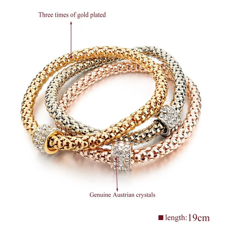 Fashion Jewelry Bracelets & Bangles Real 18K Gold Silver Rose Gold Plated Bracelet Metal Chain Women Bracelet