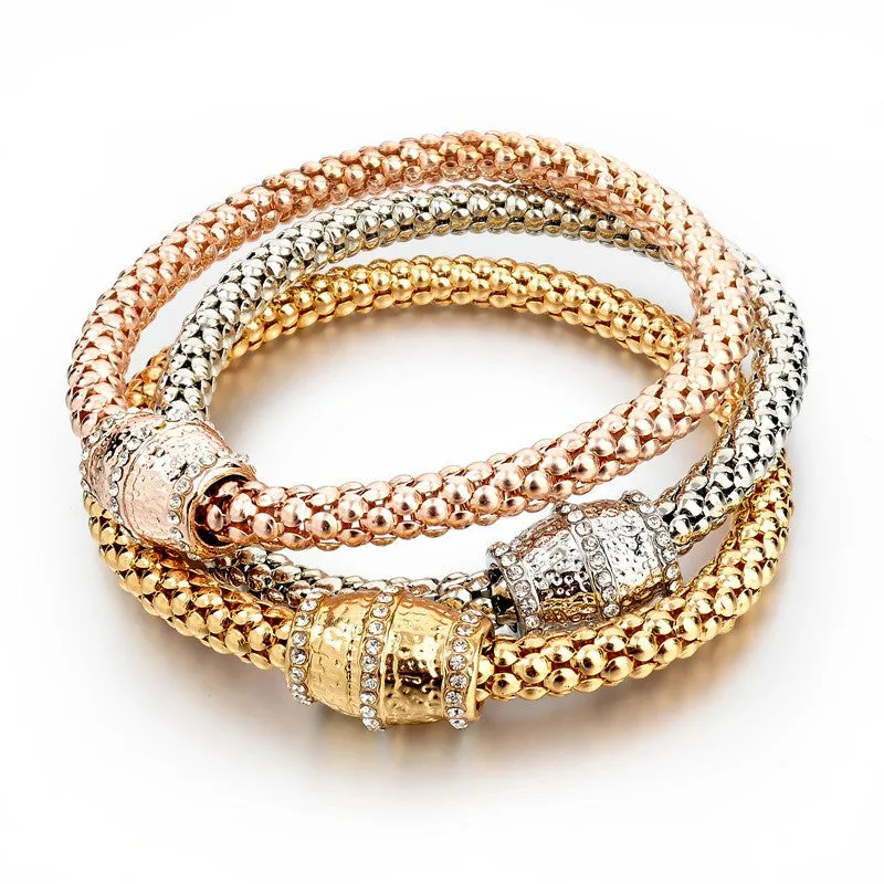 Fashion Jewelry Bracelets & Bangles Real 18K Gold Silver Rose Gold Plated Bracelet Metal Chain Women Bracelet