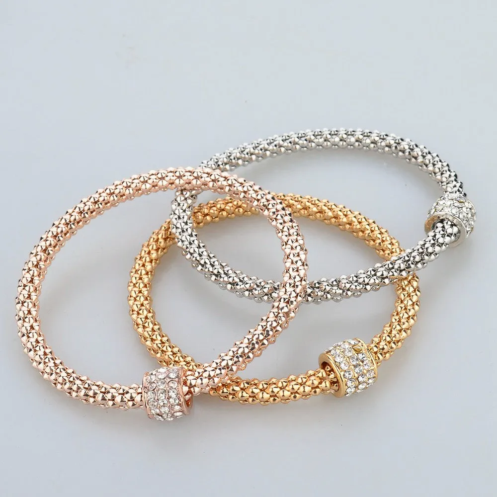 Fashion Jewelry Bracelets & Bangles Real 18K Gold Silver Rose Gold Plated Bracelet Metal Chain Women Bracelet