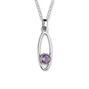 February Birthstone Silver Pendant CP302 Amethyst