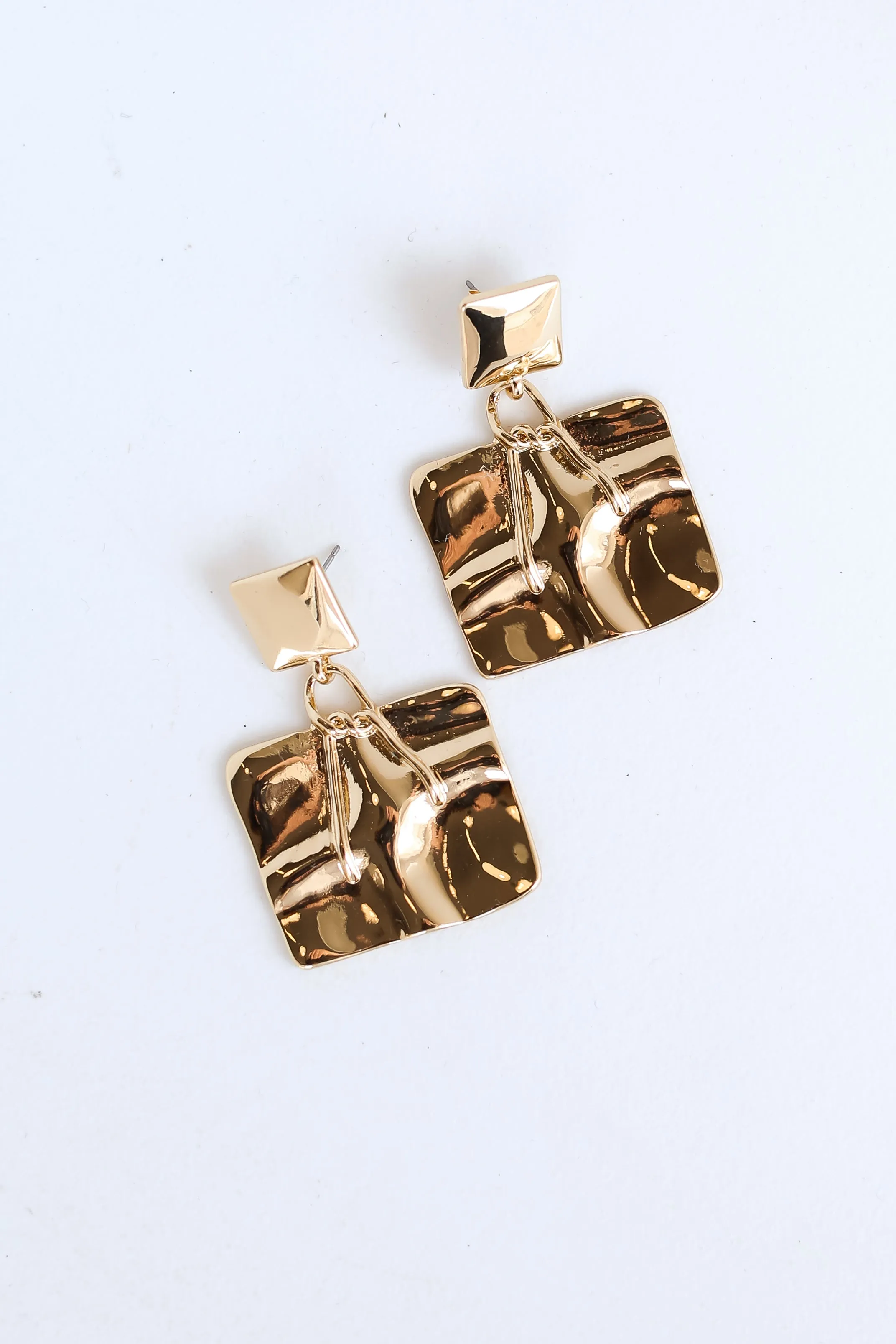 FINAL SALE - Eliza Gold Hammered Drop Earrings