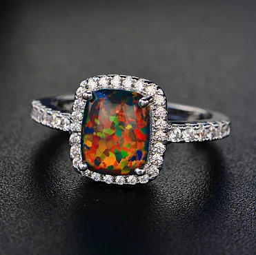 Fire Opal & Topaz Ring