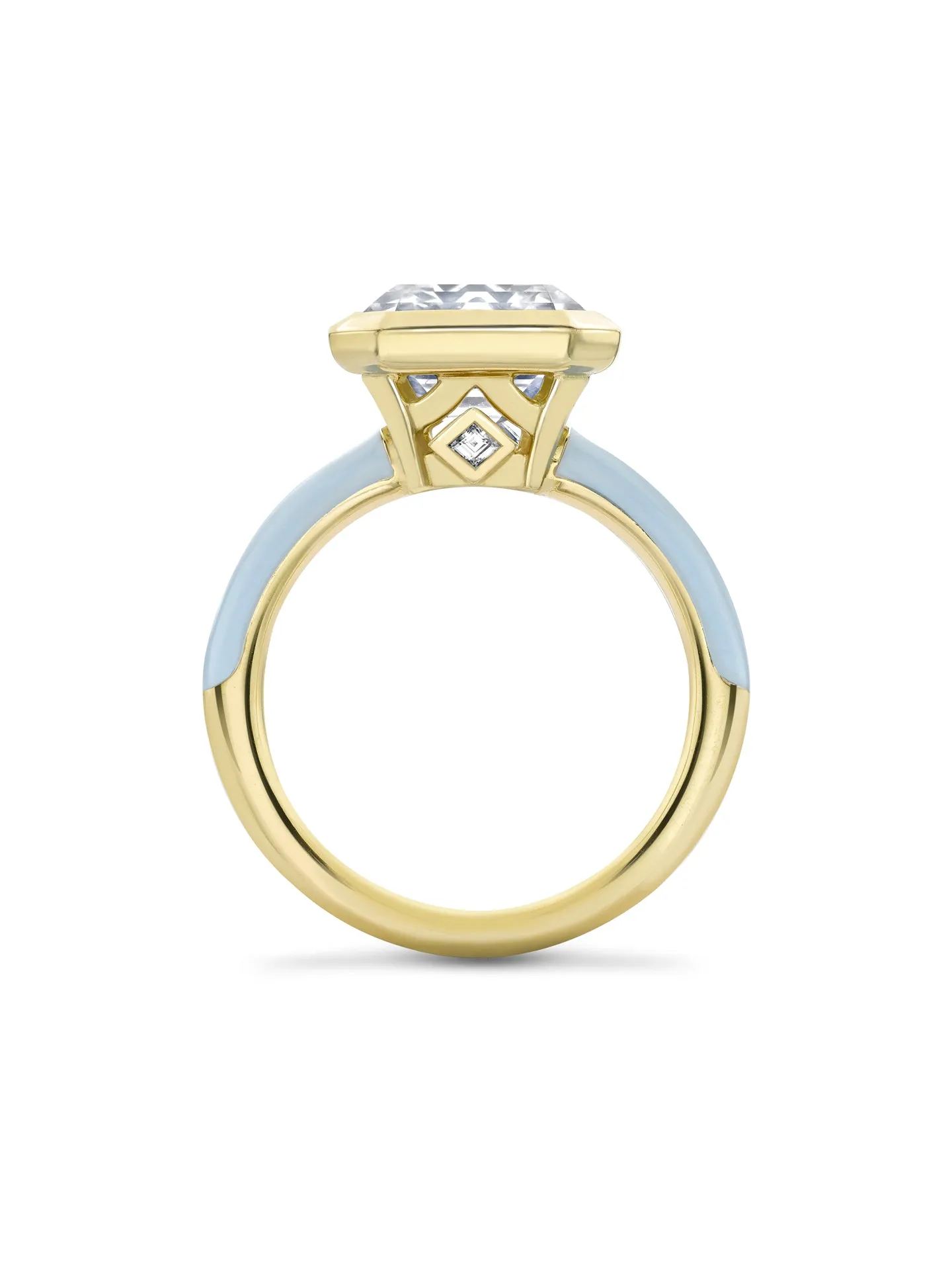 Florentine Large Blue Enamel Yellow Gold Diamond Ring