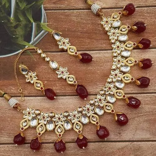 Flower Antique Drop Necklace Set