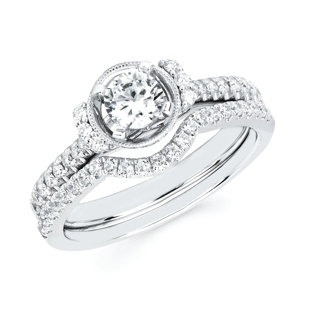 Forever Elegant&trade; 1/5 Ctw. Diamond Semi Mount shown with 1/2 Ct. Round Center Diamond in 14K Gold