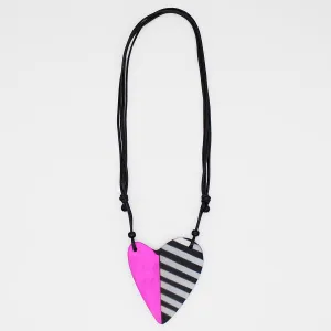 Fuchsia and Black Anastasia Heart Pendant