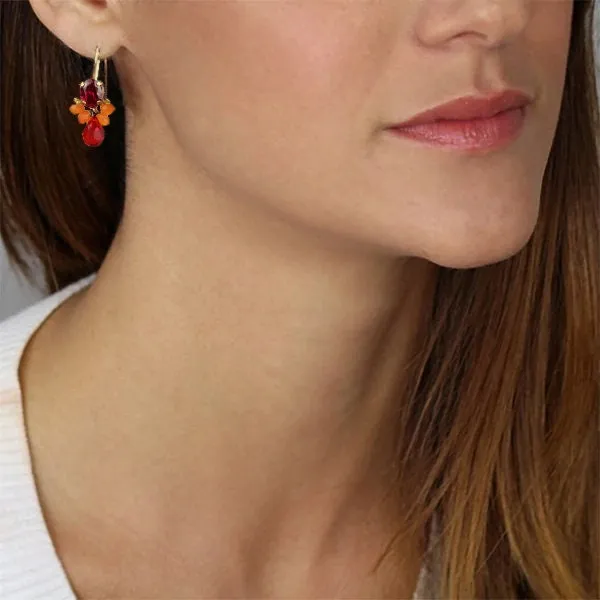 Fuschia CZ Carnelian Bee Earrings