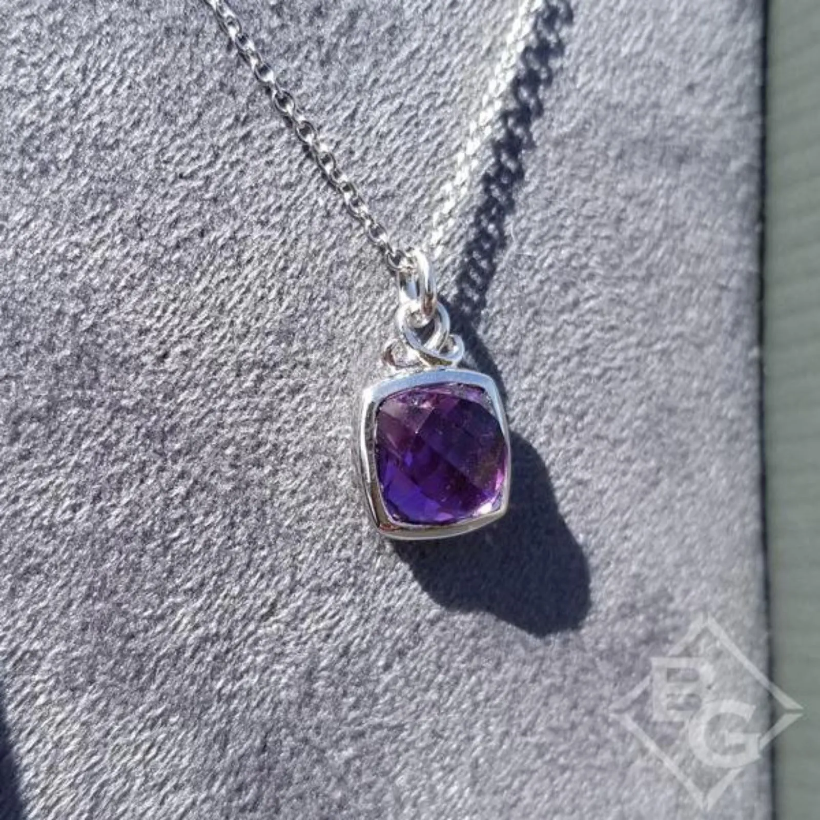 Gabriel & Co. Sterling Silver Cushion Shaped Amethyst Pendant