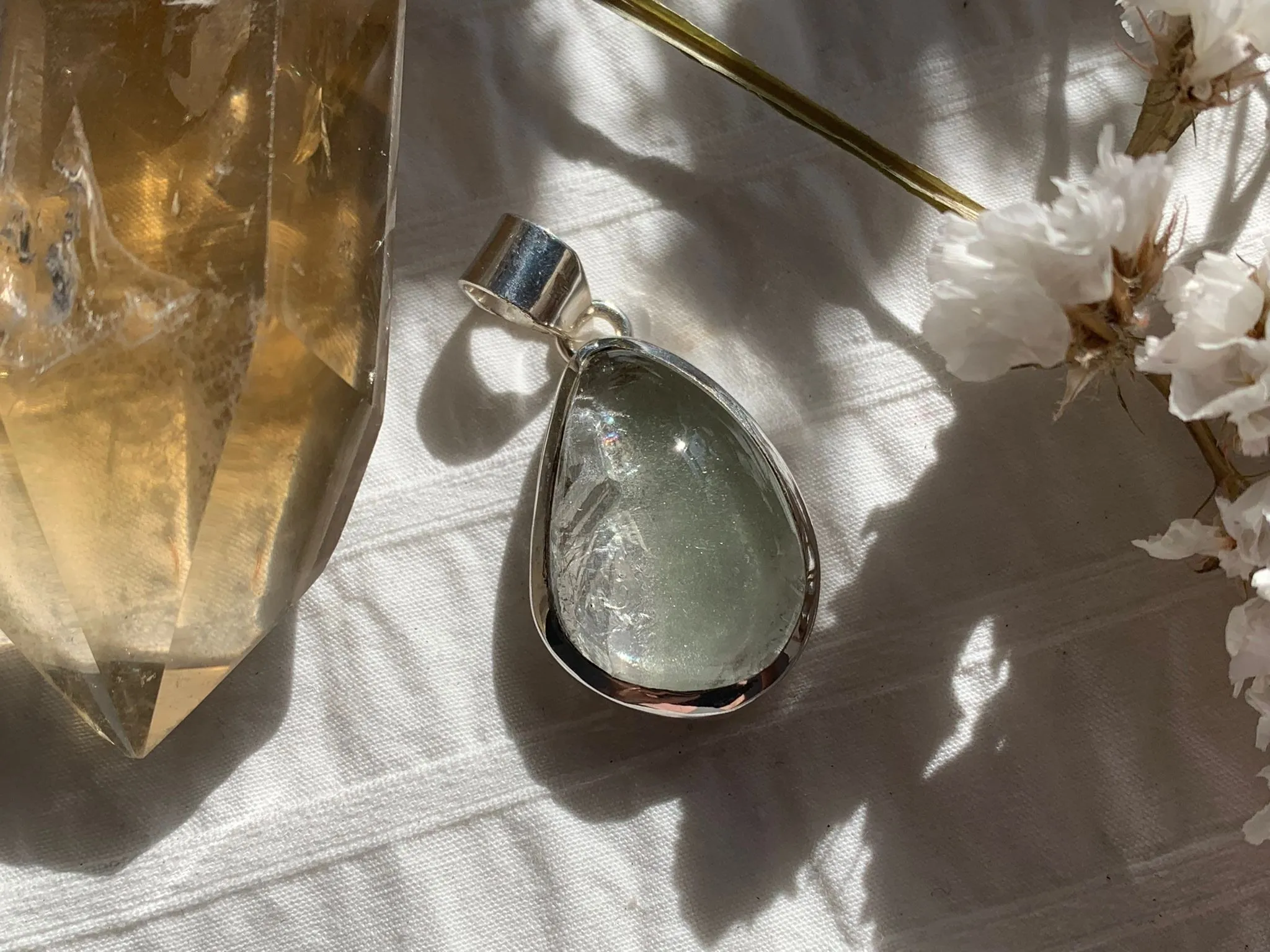 Garden Quartz Naevia Pendant - Reg. Teardrop