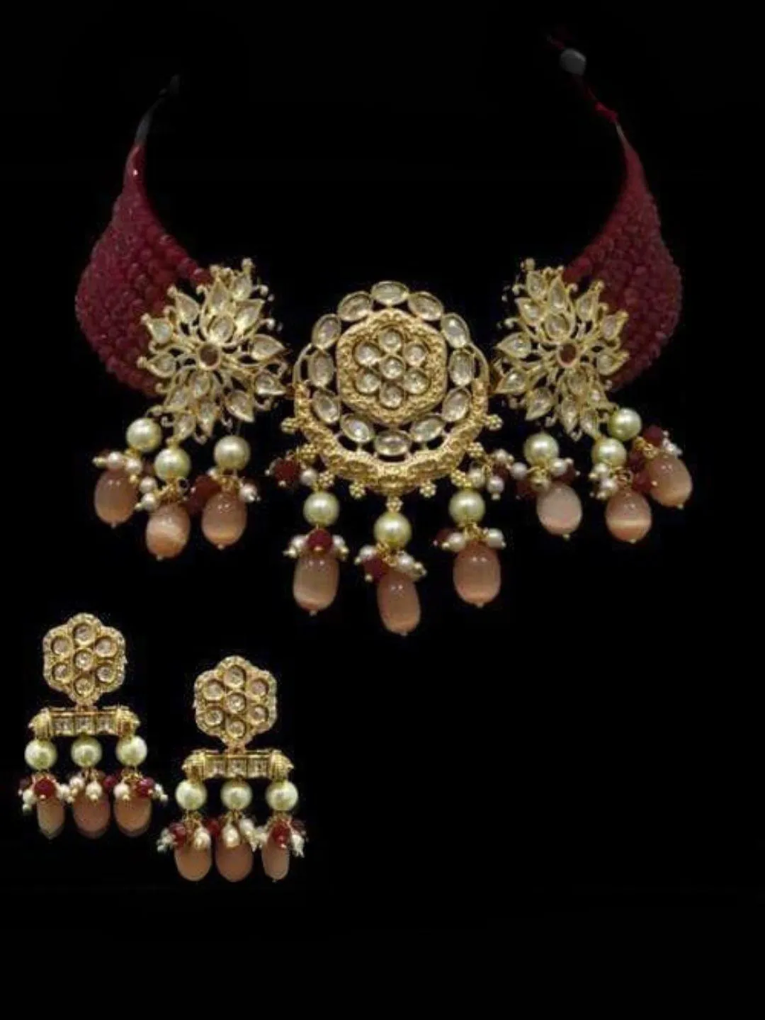 Gold Kundan Jadau Necklace Set