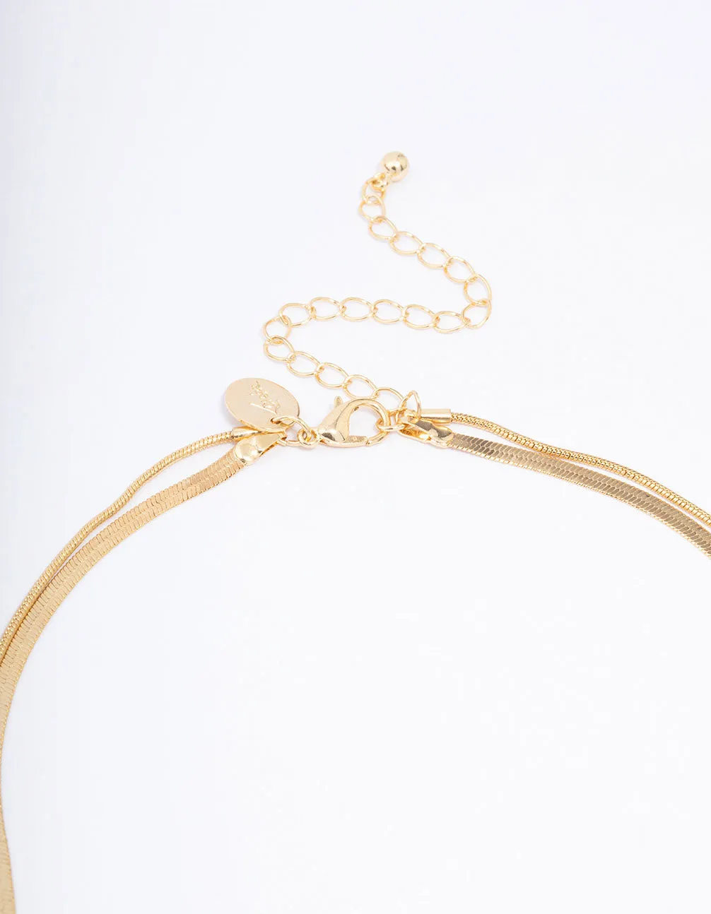 Gold Plated Plain Cross Snake Layered Necklace