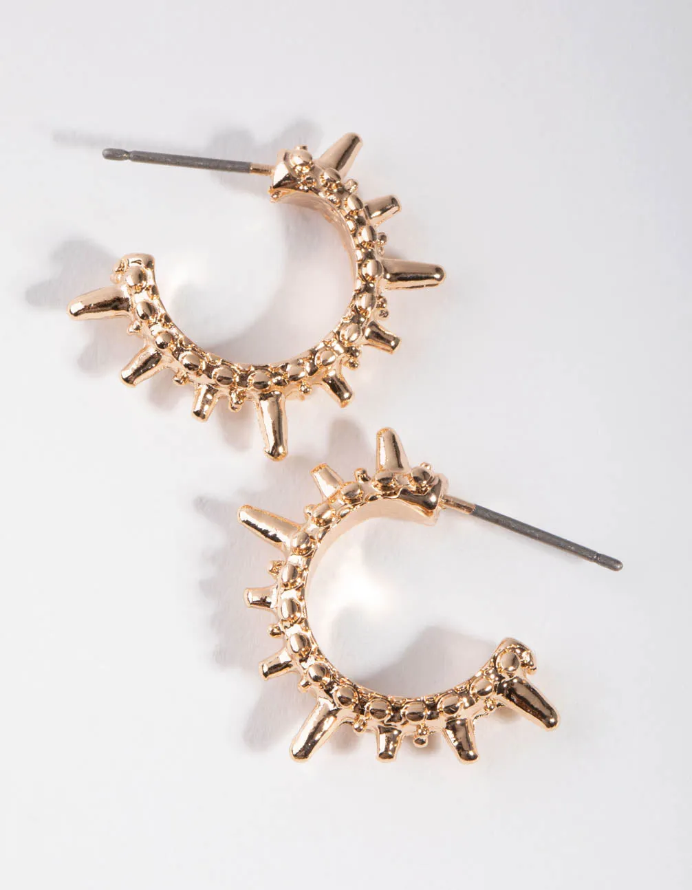 Gold Spike Huggie Earrings