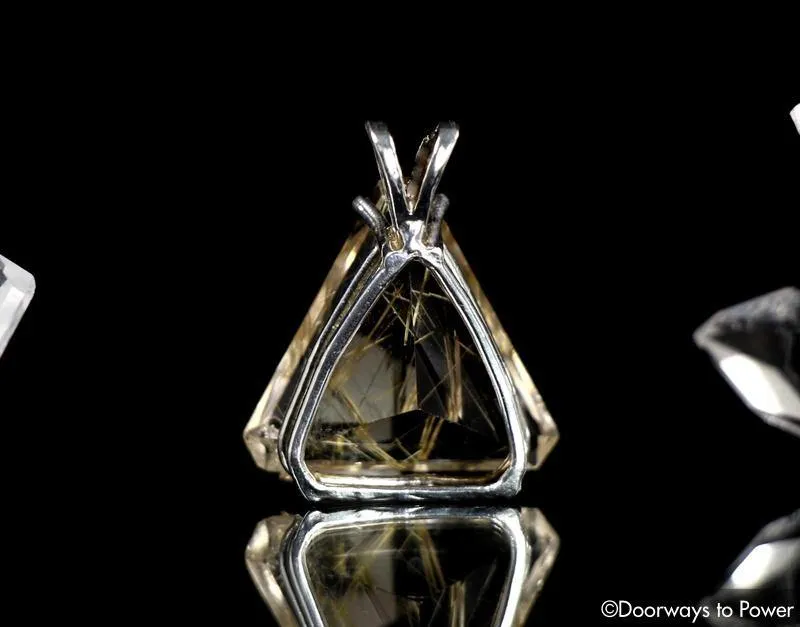 Golden Rutilated Quartz Triangle Faceted Pendant 'The Illuminator'