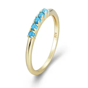 Group Turquoise Stones Sterling Silver Ring for Women