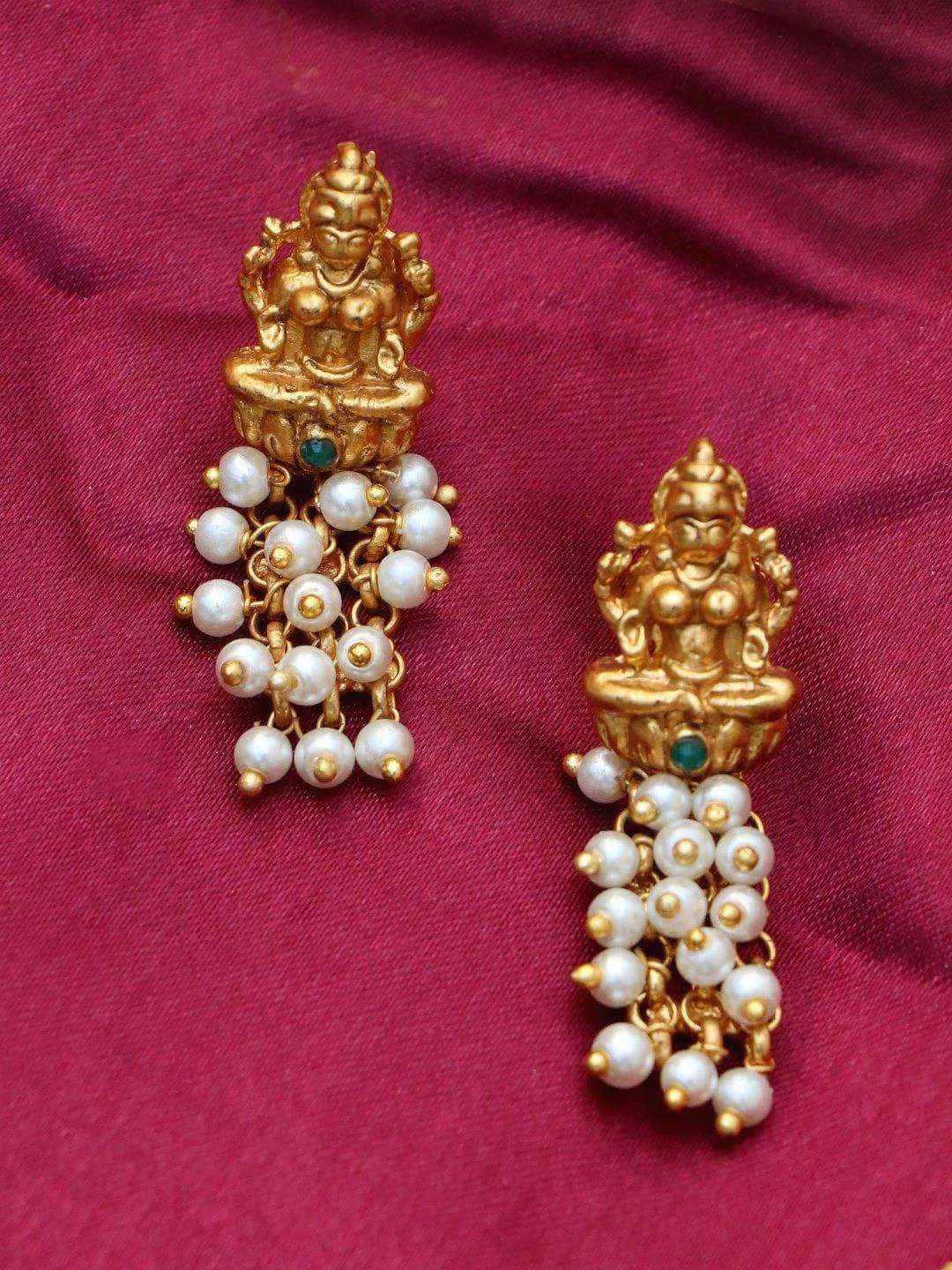 Half Cheed And Half Antique Necklace Temple Jewellery Set