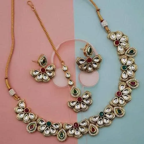 Half Flower Antique Outline Necklace Set