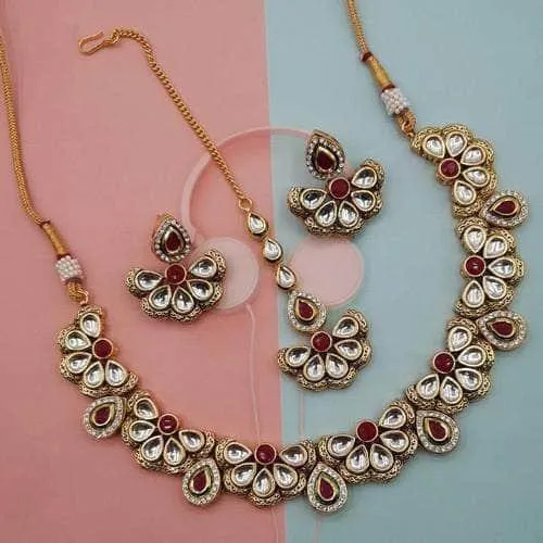 Half Flower Antique Outline Necklace Set