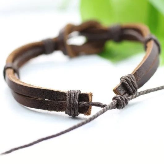 Handmade wrap genuine real leather bracelet men & friendship bangles for women bileklik Pulseira De Couro Masculina femme