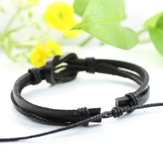 Handmade wrap genuine real leather bracelet men & friendship bangles for women bileklik Pulseira De Couro Masculina femme