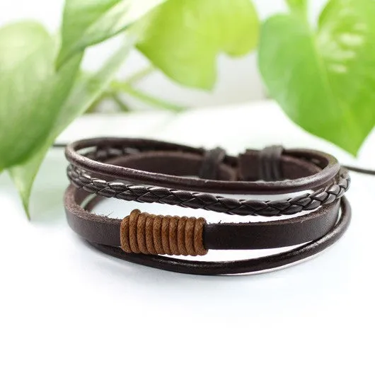 Handmade wrap genuine real leather bracelet men & friendship bangles for women bileklik Pulseira De Couro Masculina femme