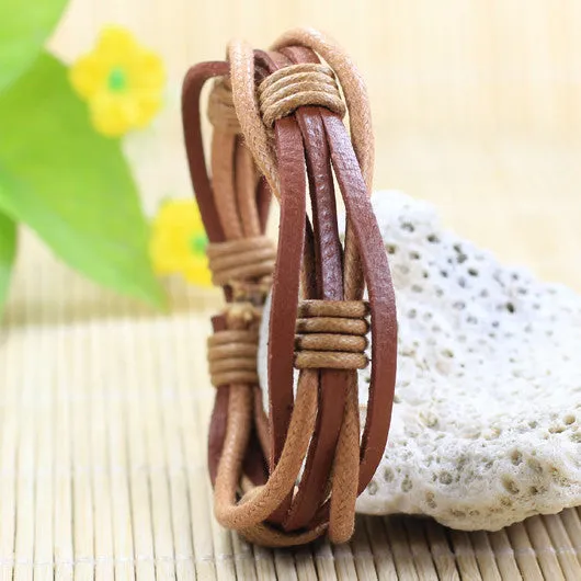 Handmade wrap genuine real leather bracelet men & friendship bangles for women bileklik Pulseira De Couro Masculina femme