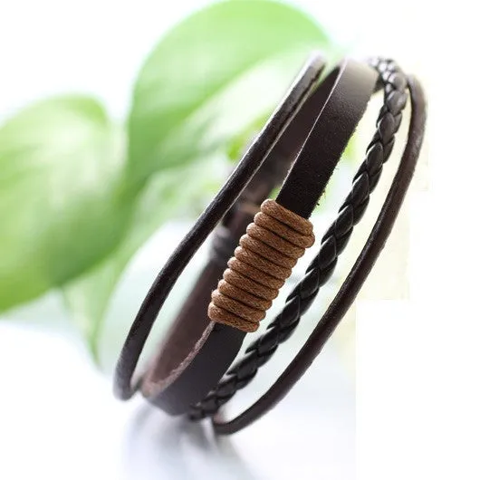 Handmade wrap genuine real leather bracelet men & friendship bangles for women bileklik Pulseira De Couro Masculina femme