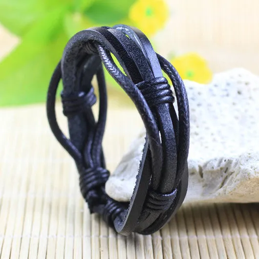 Handmade wrap genuine real leather bracelet men & friendship bangles for women bileklik Pulseira De Couro Masculina femme