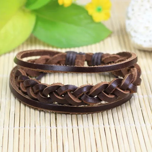 Handmade wrap genuine real leather bracelet men & friendship bangles for women bileklik Pulseira De Couro Masculina femme