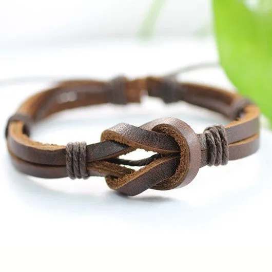 Handmade wrap genuine real leather bracelet men & friendship bangles for women bileklik Pulseira De Couro Masculina femme