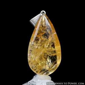 John of God Citrine Quartz Abundance Crystal Drop Pendant