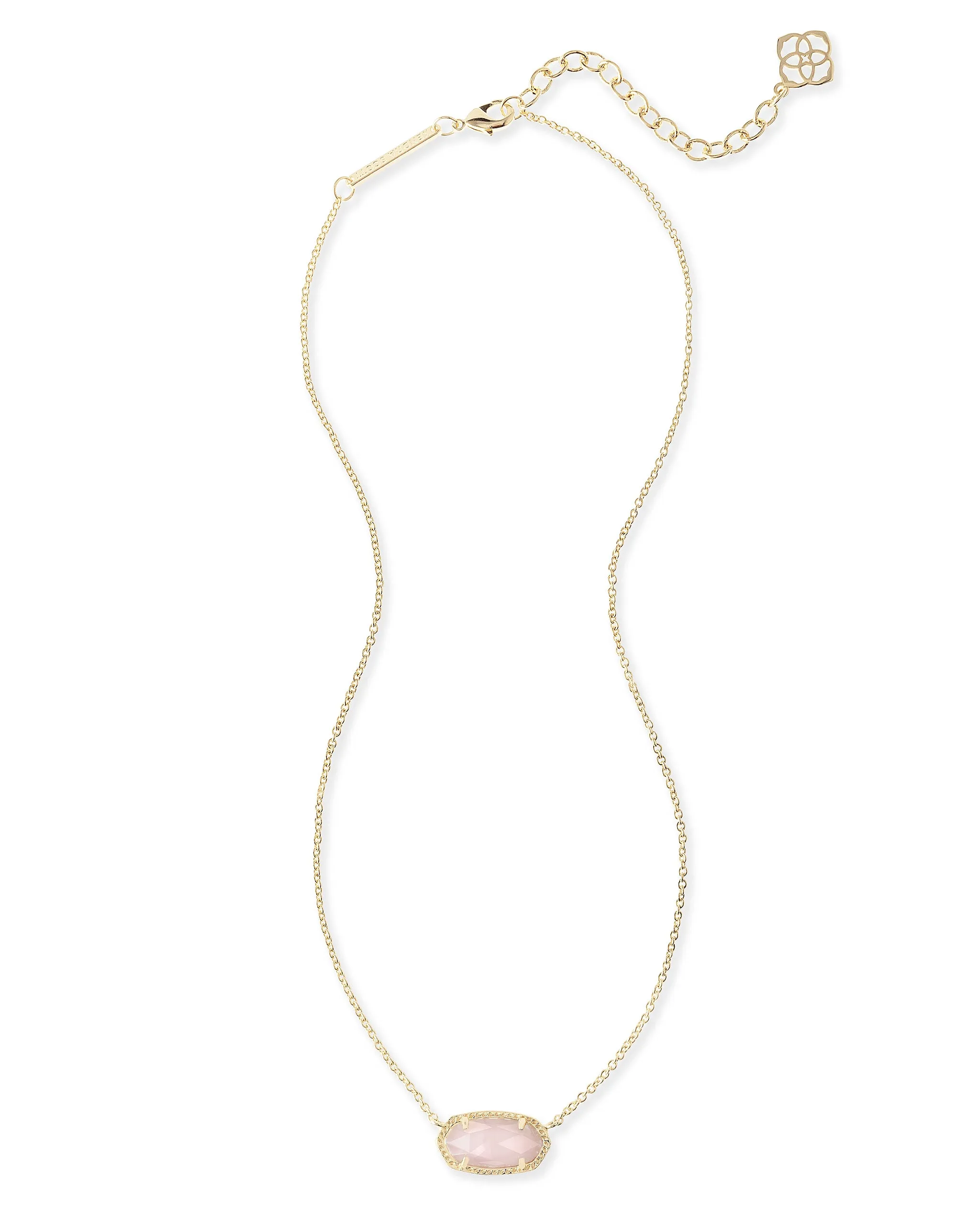 Kendra Scott Elisa Oval Pendant Necklace in Rose Quartz and Gold