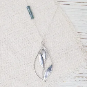 Large Floral Teardrop Pendant Long Necklace