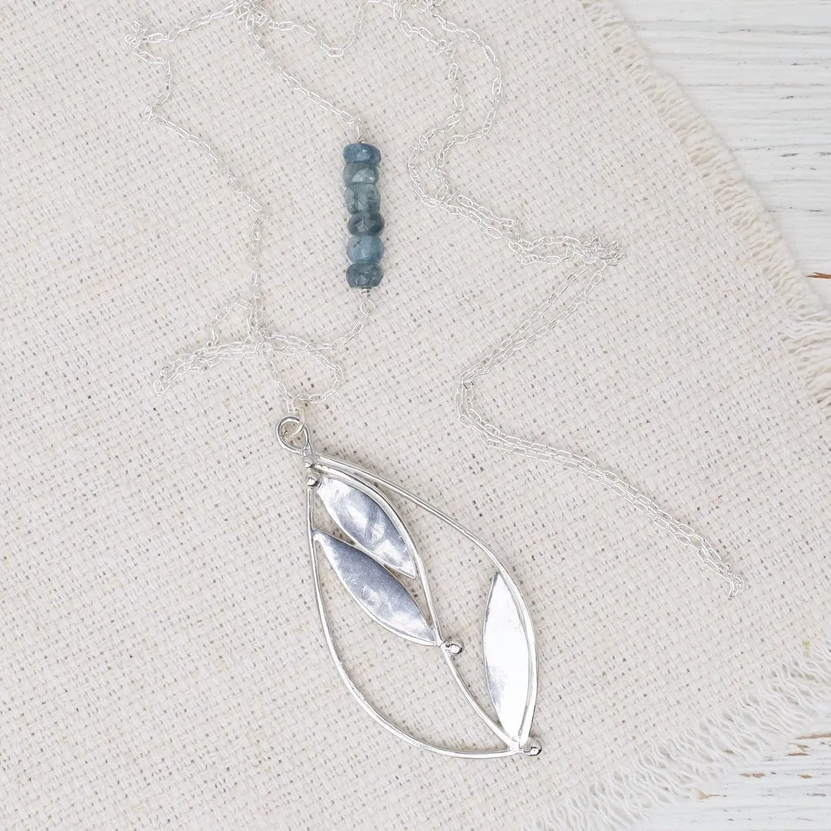 Large Floral Teardrop Pendant Long Necklace