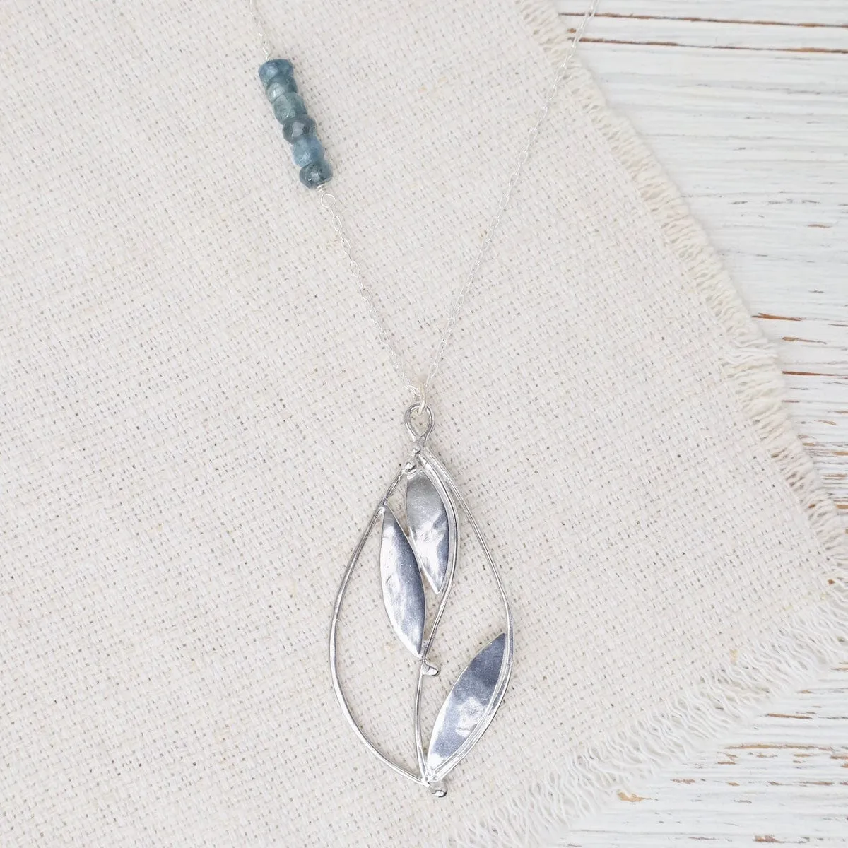 Large Floral Teardrop Pendant Long Necklace