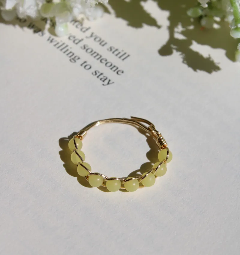 Lemon Jade Braided Wire Ring