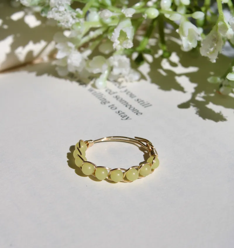 Lemon Jade Braided Wire Ring