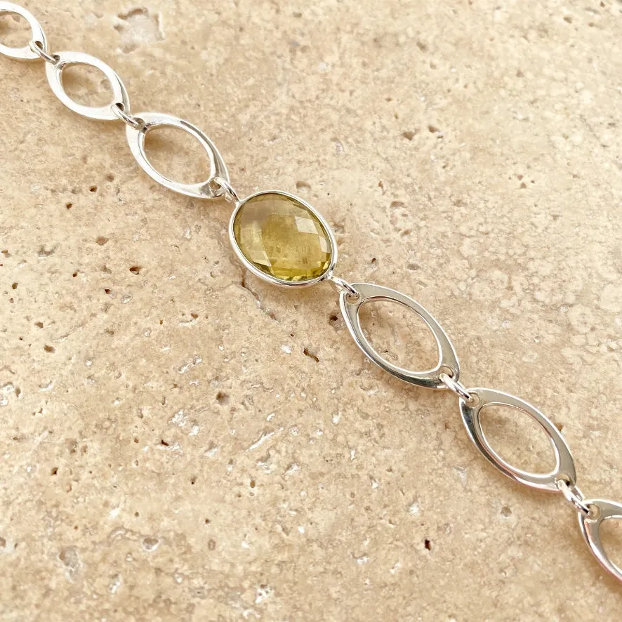 Lemon Quartz Oval Gemstone Bracelet - Peony