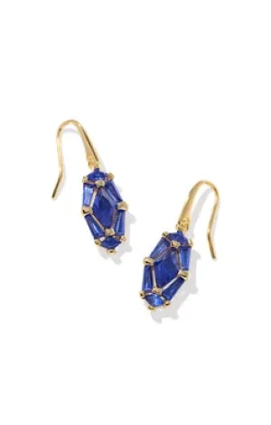 Lindy Rae Lee Drop Earrings in Gold Blue Crystal