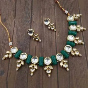 Long Bead Kundan Motif Necklace Set