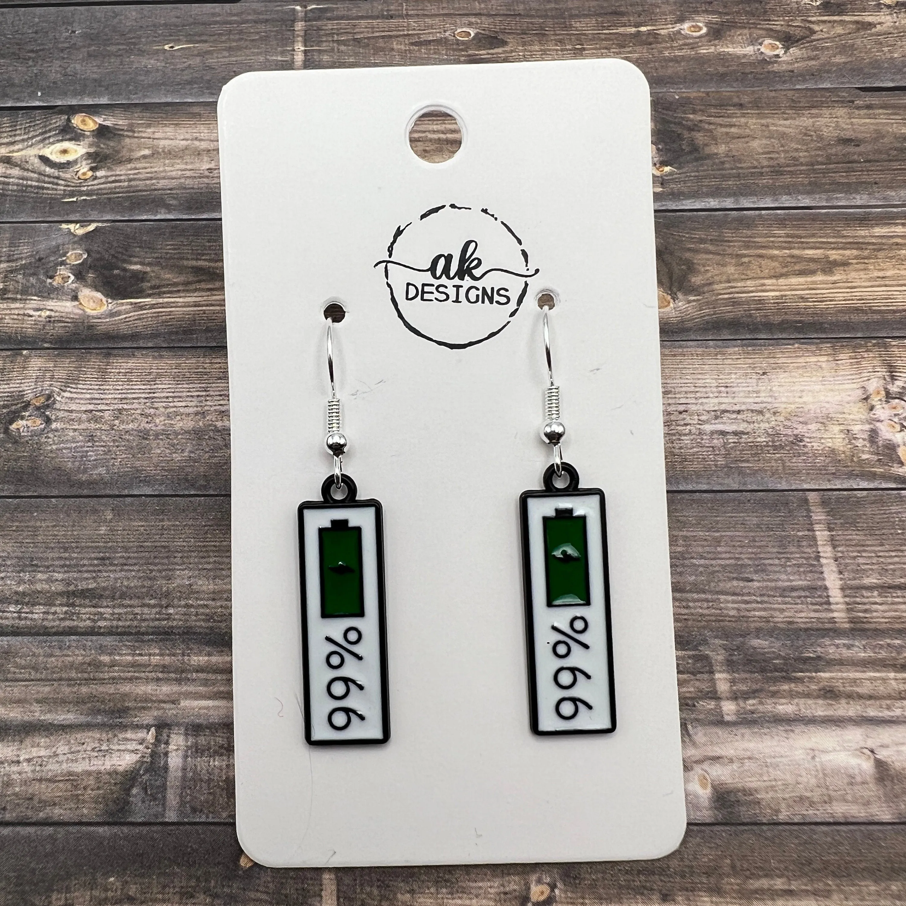 Low Battery Charge Full/Empty Bar Earrings